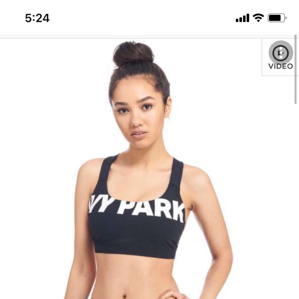 Ivy Park Black/white strappy black bra -XS